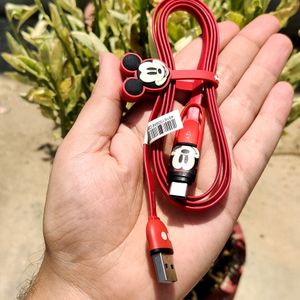 Disney Mickey Mouse Dual Cable, Micro USB & Type C