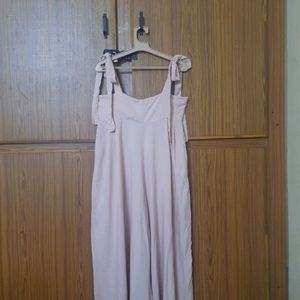 Coquette Tie-up Pale Pink Jumpsuit With Pockets