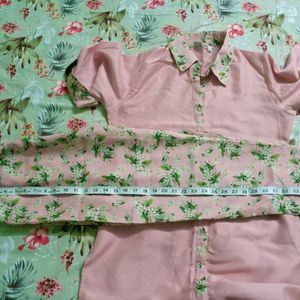 Pink Floral Kurta Set- L Size