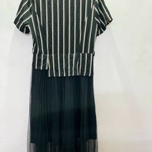 Korean Thrifted Black Net Middie Dress