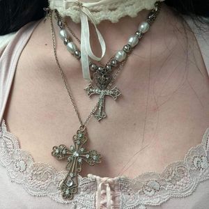 Y2k Pinterest Rhinestone Cross Necklace