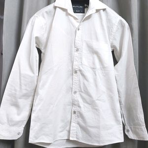 Boys Plain Cotton White Shirt In Size S