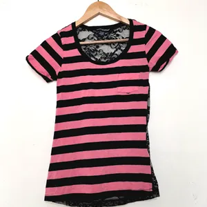 Black Netted Stripped Top By American Dream