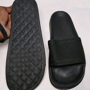 Women Black Fashion Design Sliders Size-8