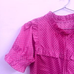 Rose Pink Korean Style Top With Fluff Sleeves