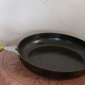 Iron fry Tawa With wood handle