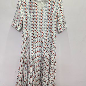 Korean Thrifted Cute White Flared Dress