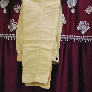 Beige Silk Sherwani Embroidered With Pajama