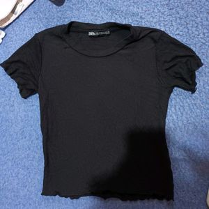 Black Zara Fitted Crop Top