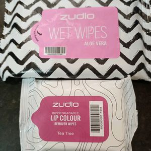 Zudio Wet Wipes& Zudio Lip Colour Removal Wet Wipes , Face Cleaning Under 200 Coins , Facial Kit, Makeup Removal Kit , Combo Pack 2