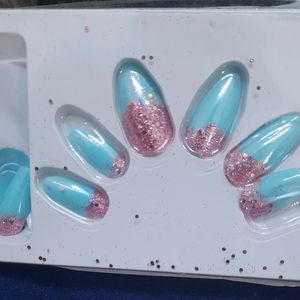 Light Blue fake Nails