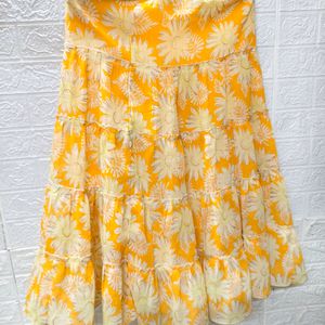 Radiant Yellow Floral Skirt - Small to Medium Size