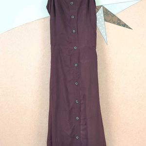 Brown Sleevless Midi Dress