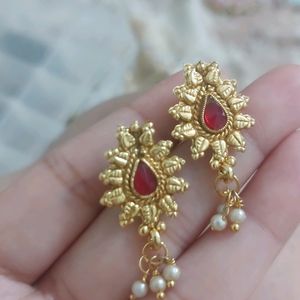 Golden & Red Jhumka