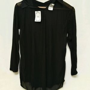 Trendy New Black Sheer Top For Women