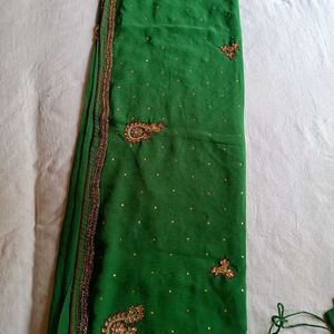 Green Red Saree