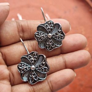 Casual Oxidised Hook Earrings