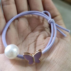 Korean Pearl Aesthetic Butterfly Charm Rubber Band