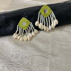 Thread Mirror Navratri Earrings