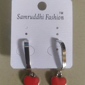 Red Colour Heart Earrings