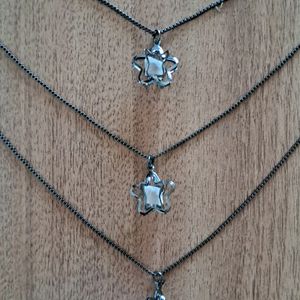 Black 3 Layered Star Necklace