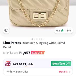 Lino Perros Gold Toned Sling Bag(New)