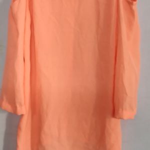 Cold Shoulder Neon Orange Top