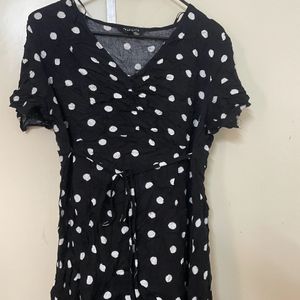 A Line Black Polka Dot Dress