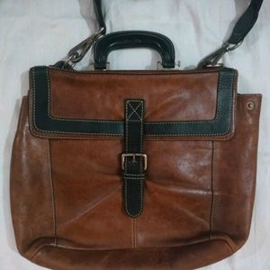 Used Genuine Leather Unisex Office Bag In Good Con