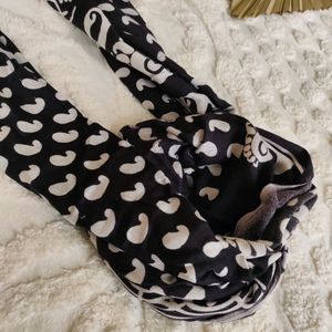 Black & White Rayon Printed Stole