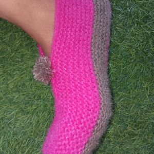 Pink Woollen Socks For Women