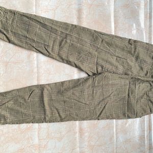 FUSCOUS GREEN AND BISTRE BROWN PLAID PANT