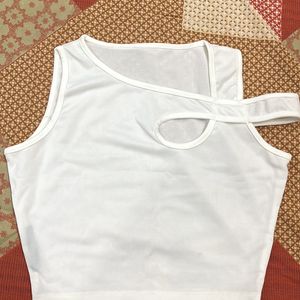 Women White Cut Style Top