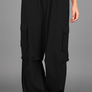 Black Baggy Fit Parachute Pants