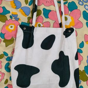 Cow Print Trendy Tote Bag For College Girls