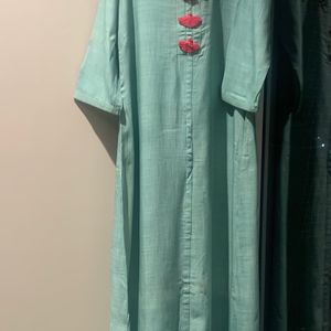 Lovely Sea Green Embroidery Dress