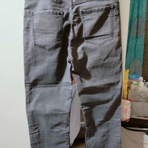 GREY HIGH WAIST STRAIGHT FIT JEANS