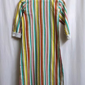 Multicolored Vertical Stripes Kurta