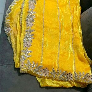 Beautiful bright yellow saree