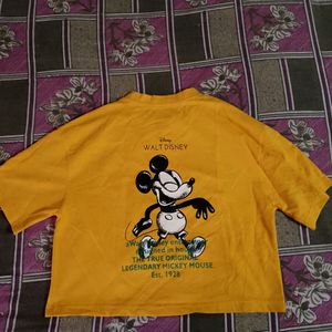 Yellow Crop Mickey Tshirt