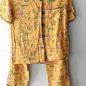 Yellow Printed Beautiful Night Suit