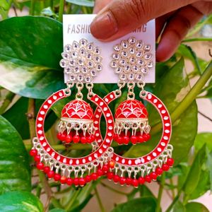 Meenakari Hoop Jhumka Earing