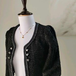 🆕 Black Glitter Blazer With Hooks For Parties