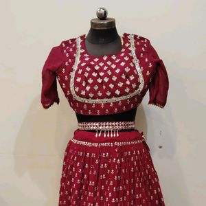 Dark Pink Colour Heavy Work Lehenga