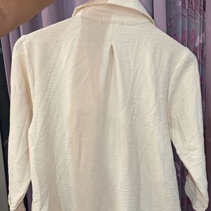 New Cream Crinkled Shirt Women