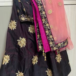 Brown Golden Lehenga