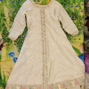 Anarkali Off-white And Pista Colour Suit