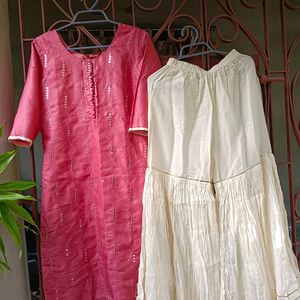 Branded New Beautiful Kurta And Flared Sharara Set