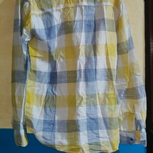 Check Shirt Of White,Blue And Yellow.Size : XXL