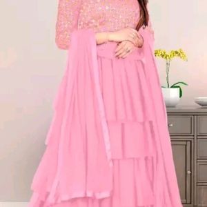 📢 Sale 📢 Sale 📢 Sale 📢 New Baby Pink Embroidered Semi Stitched Lehenga Choli